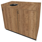 Trash Receptacles with Storage Bay and Waste Drop Off Hole