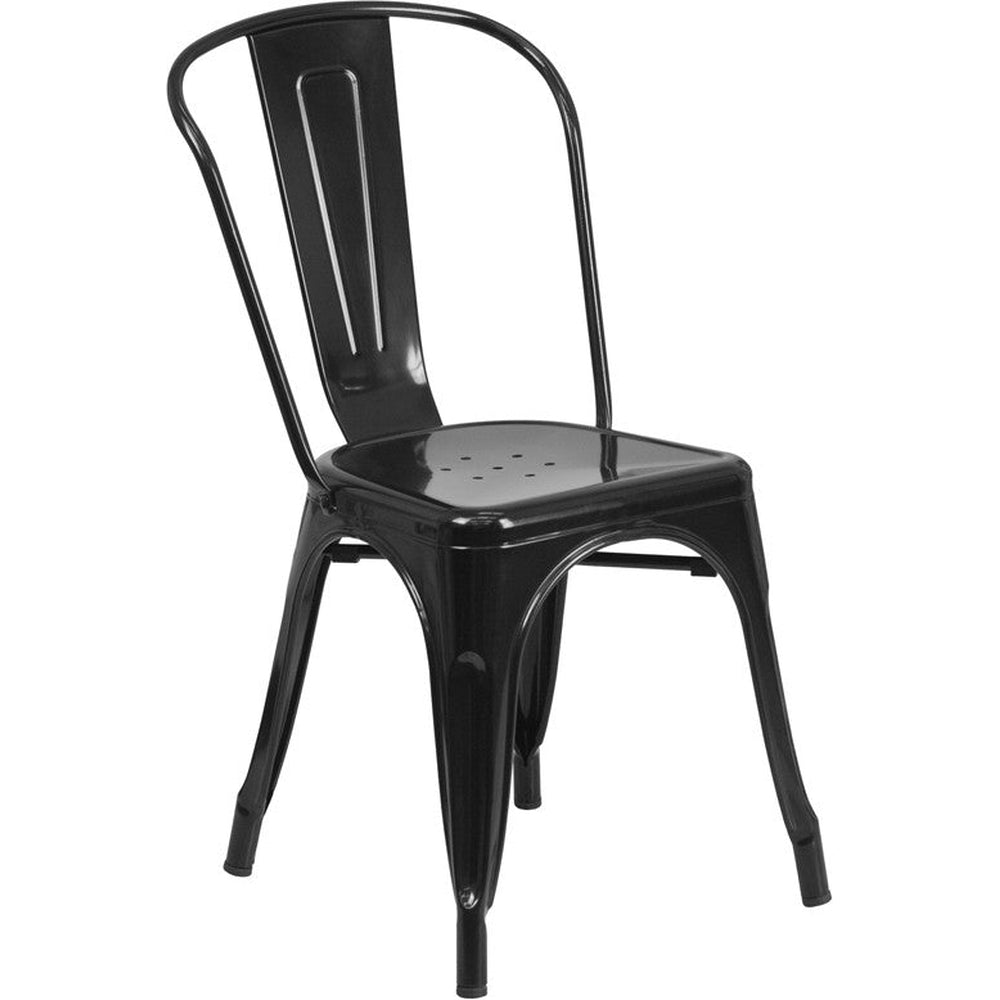 tolix style black metal indoor outdoor stackable chair