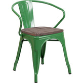 tolix chair with wood seat and arms