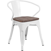 tolix chair with wood seat and arms