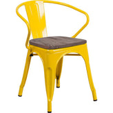 tolix chair with wood seat and arms