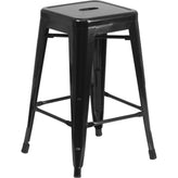 tolix style 24 high backless black antique gold metal indoor outdoor counter height stool with square seat