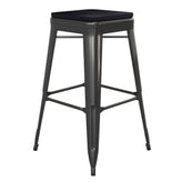 Kai 30" High Backless Black Metal Indoor-Outdoor Barstool