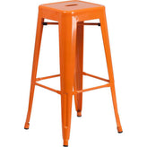 tolix style 30 high backless blue metal indoor outdoor barstool with square seat