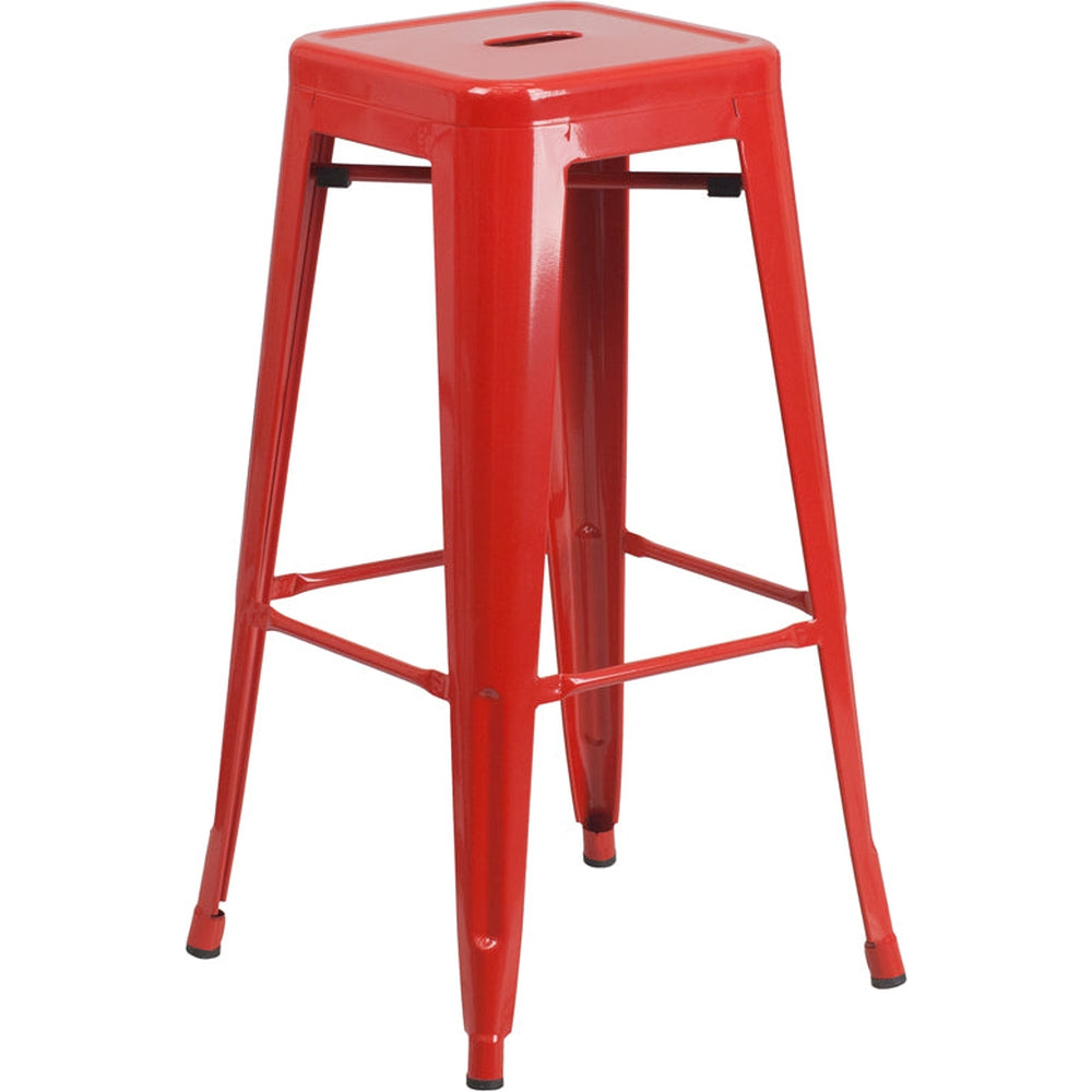 tolix style 30 high backless blue metal indoor outdoor barstool with square seat