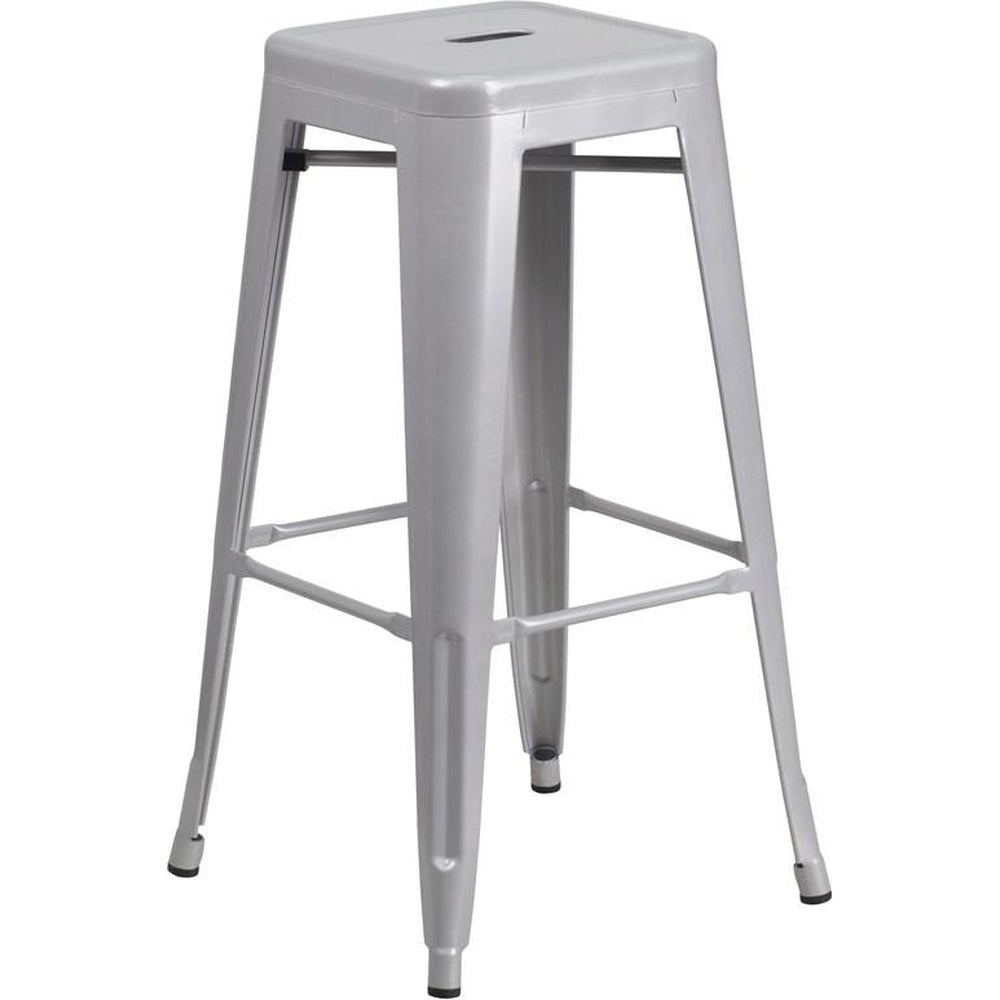 tolix style 30 high backless blue metal indoor outdoor barstool with square seat