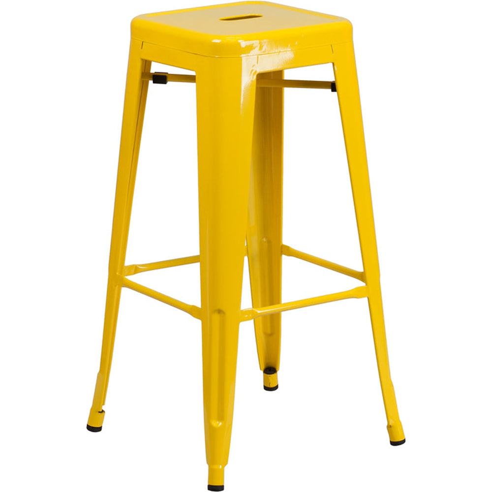 tolix style 30 high backless blue metal indoor outdoor barstool with square seat