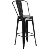 tolix style 30 high black metal indoor outdoor barstool with back