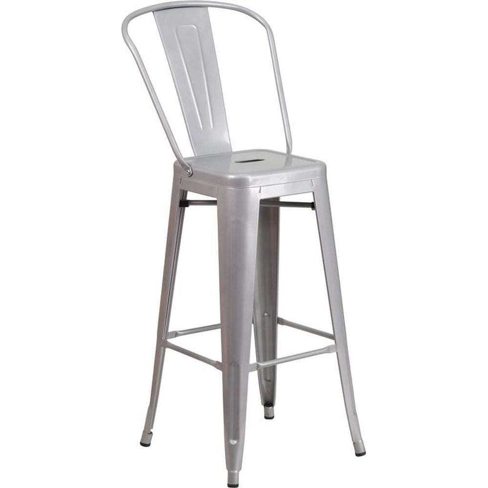 tolix style 30 high black metal indoor outdoor barstool with back