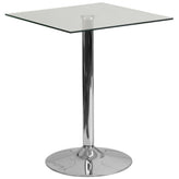 23 75 square glass table with 30h chrome metal base