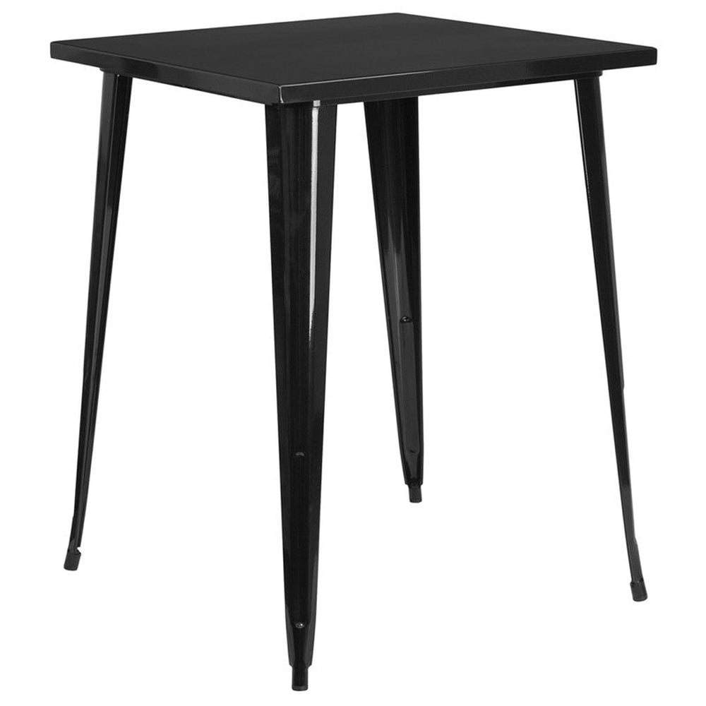 tolix style 31 5 square bar height black metal indoor outdoor table