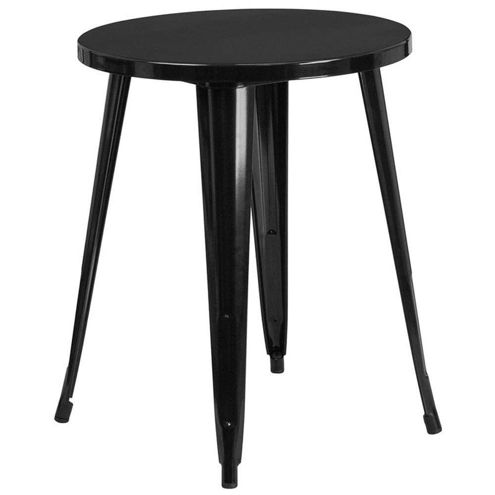 24 round black metal indoor outdoor table