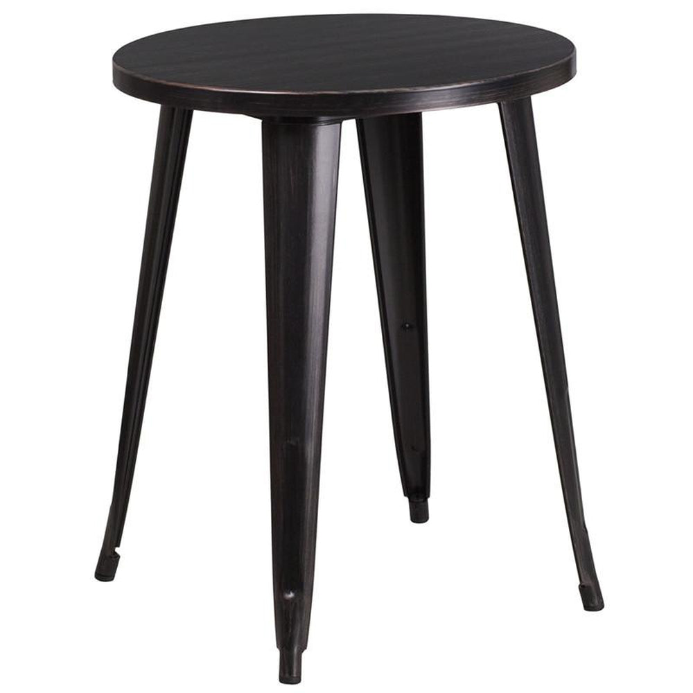 24 round black metal indoor outdoor table