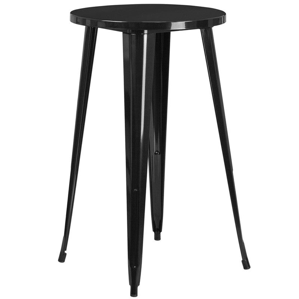 24 round black metal indoor outdoor bar height table