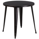 30 round black metal indoor outdoor table