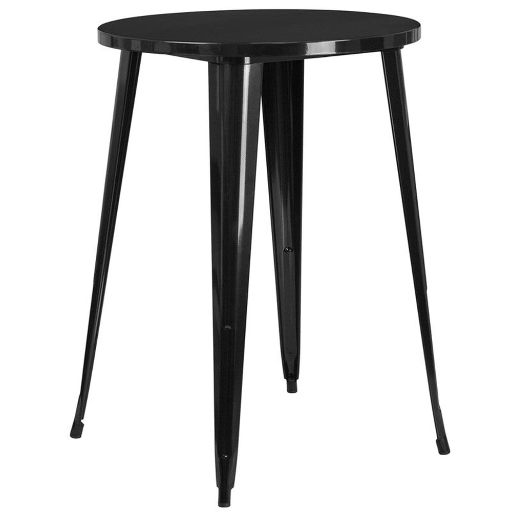 30 round black metal indoor outdoor bar height table