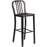 commercial cafe 30 high black metal indoor outdoor barstool with vertical slat back