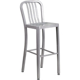 commercial cafe 30 high black metal indoor outdoor barstool with vertical slat back