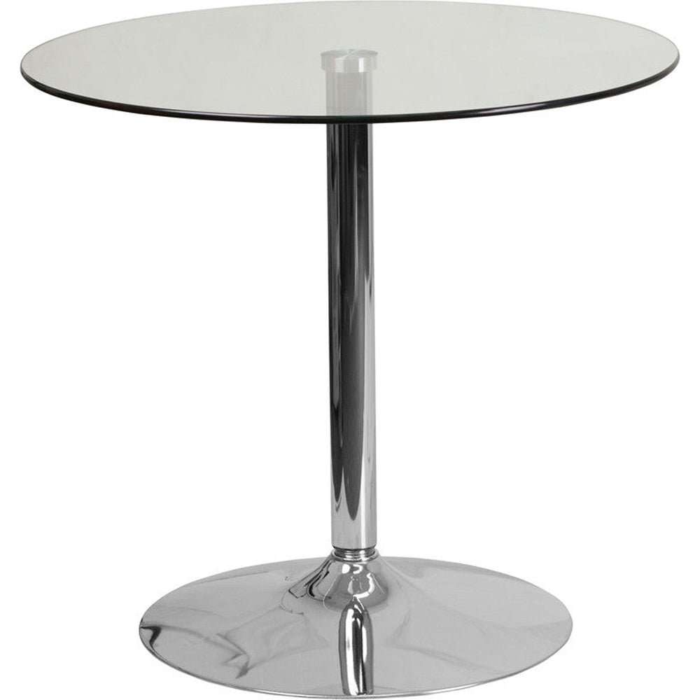 31 5 round glass table with 29h chrome metal base