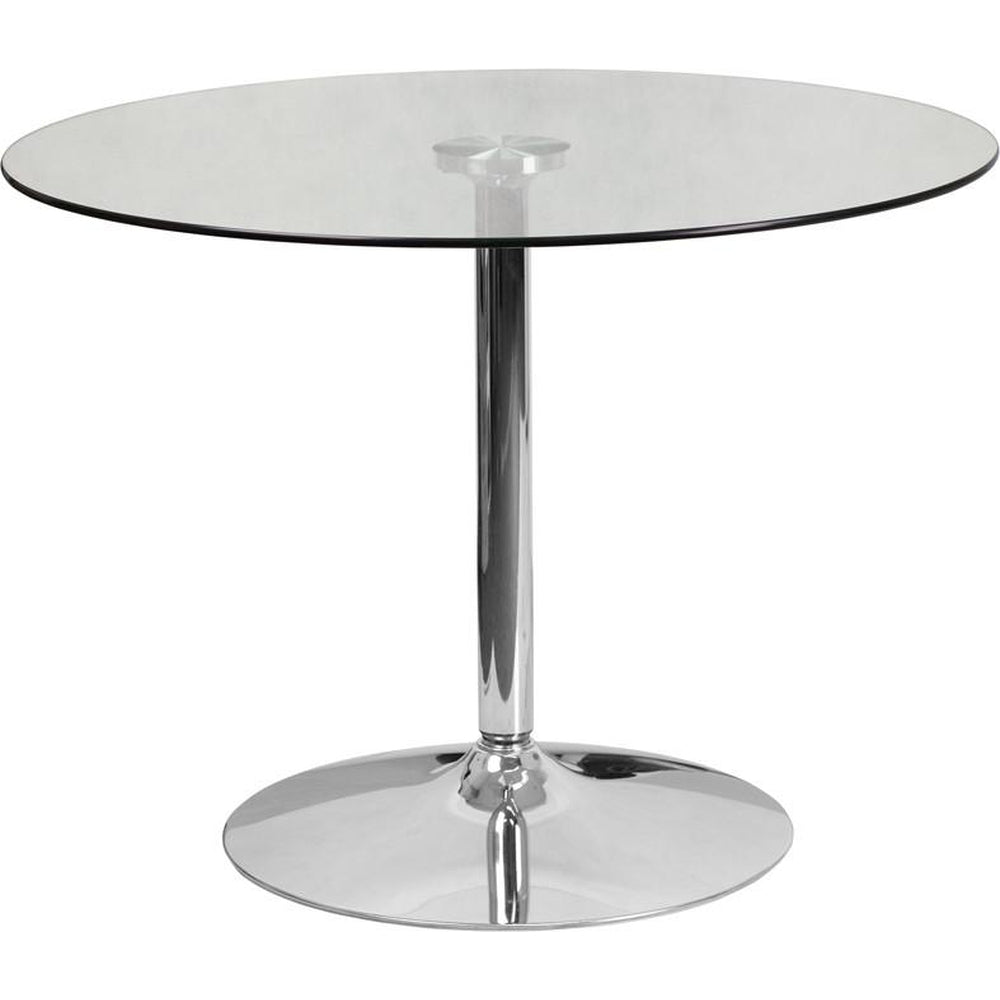 31 5 round glass table with 29h chrome metal base