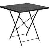 28 square indoor outdoor steel folding patio table black