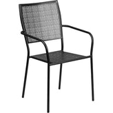 coral indoor outdoor steel patio arm chair with square back