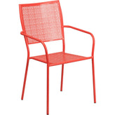 coral indoor outdoor steel patio arm chair with square back