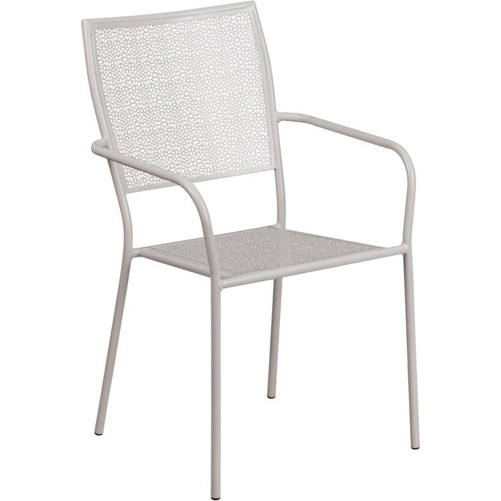 coral indoor outdoor steel patio arm chair with square back