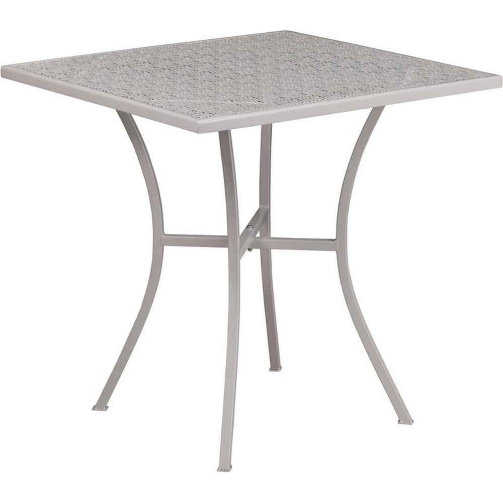 28 square indoor outdoor steel patio table black