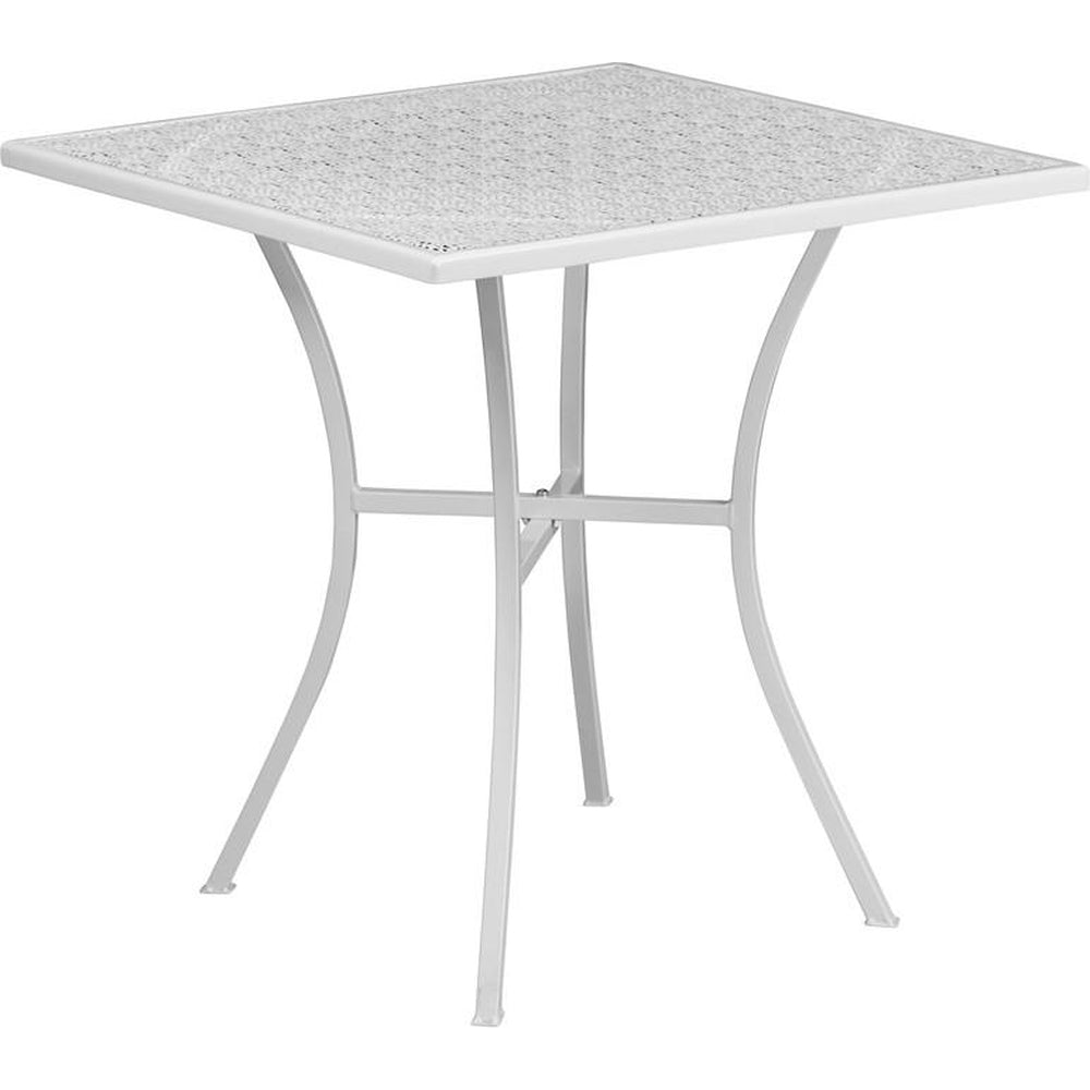 28 square indoor outdoor steel patio table black