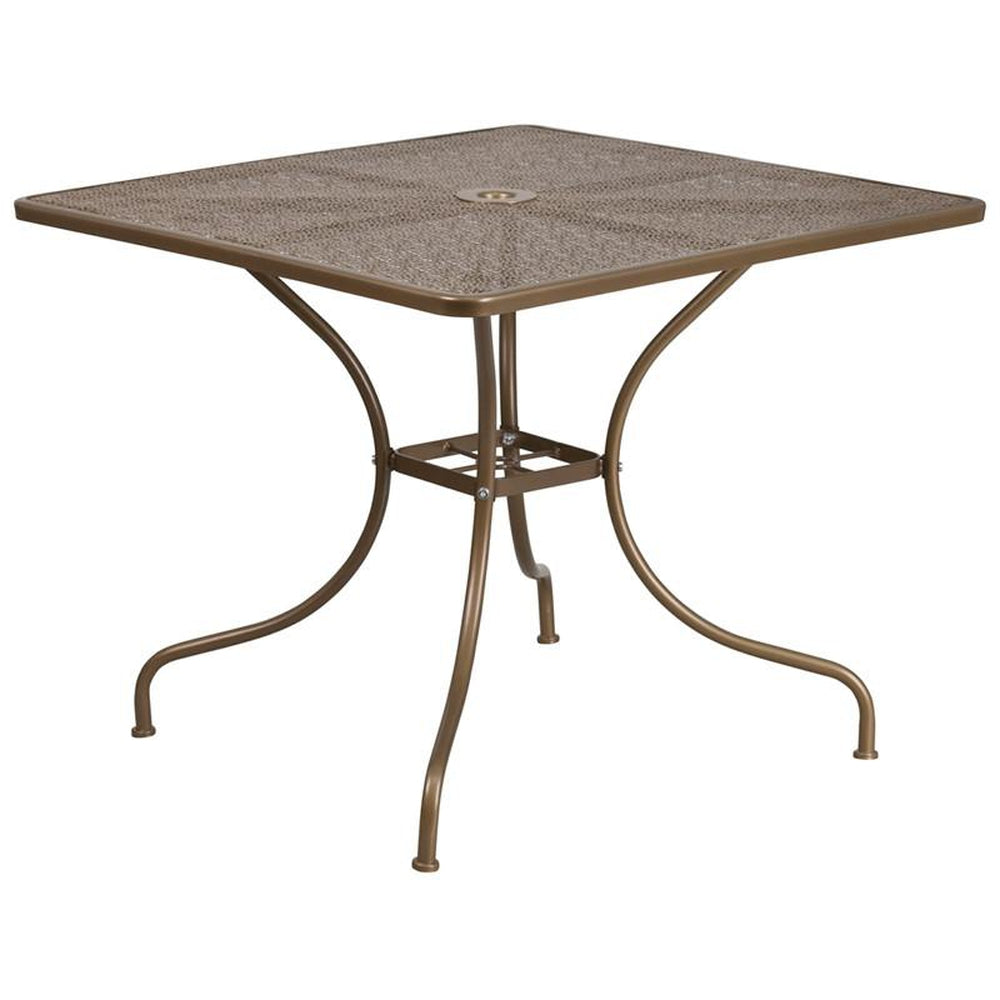 35 5 blue steel patio table