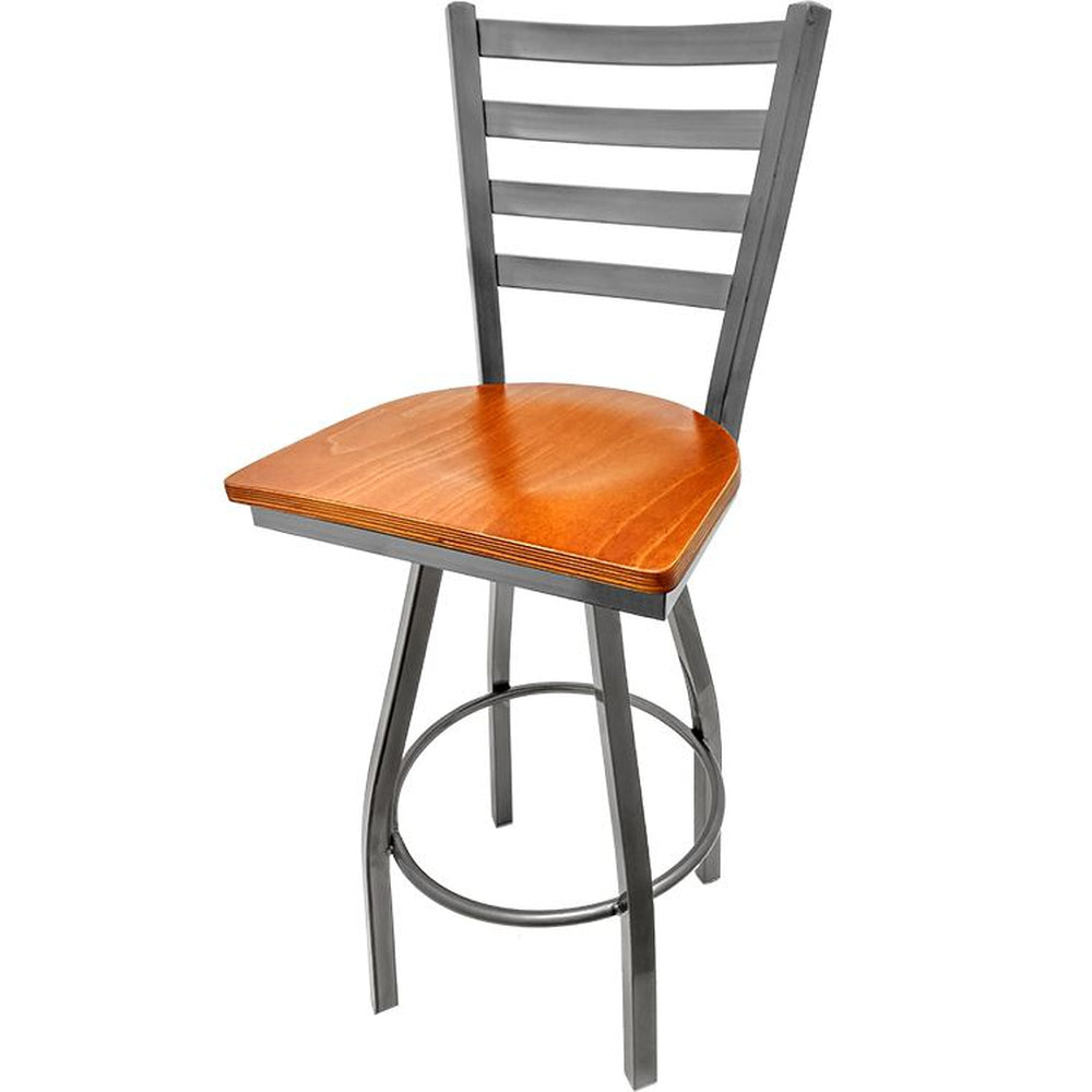 Ladderback Barstool with Clear Coat Swivel Frame