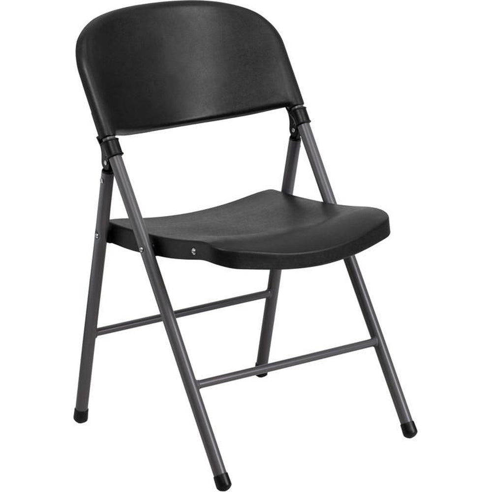 330 lb capacity white plastic folding chair with gray frame