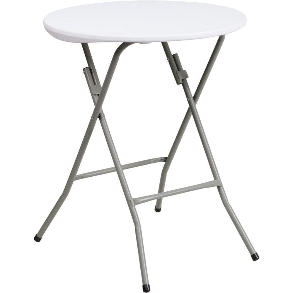 24 round granite white plastic folding table