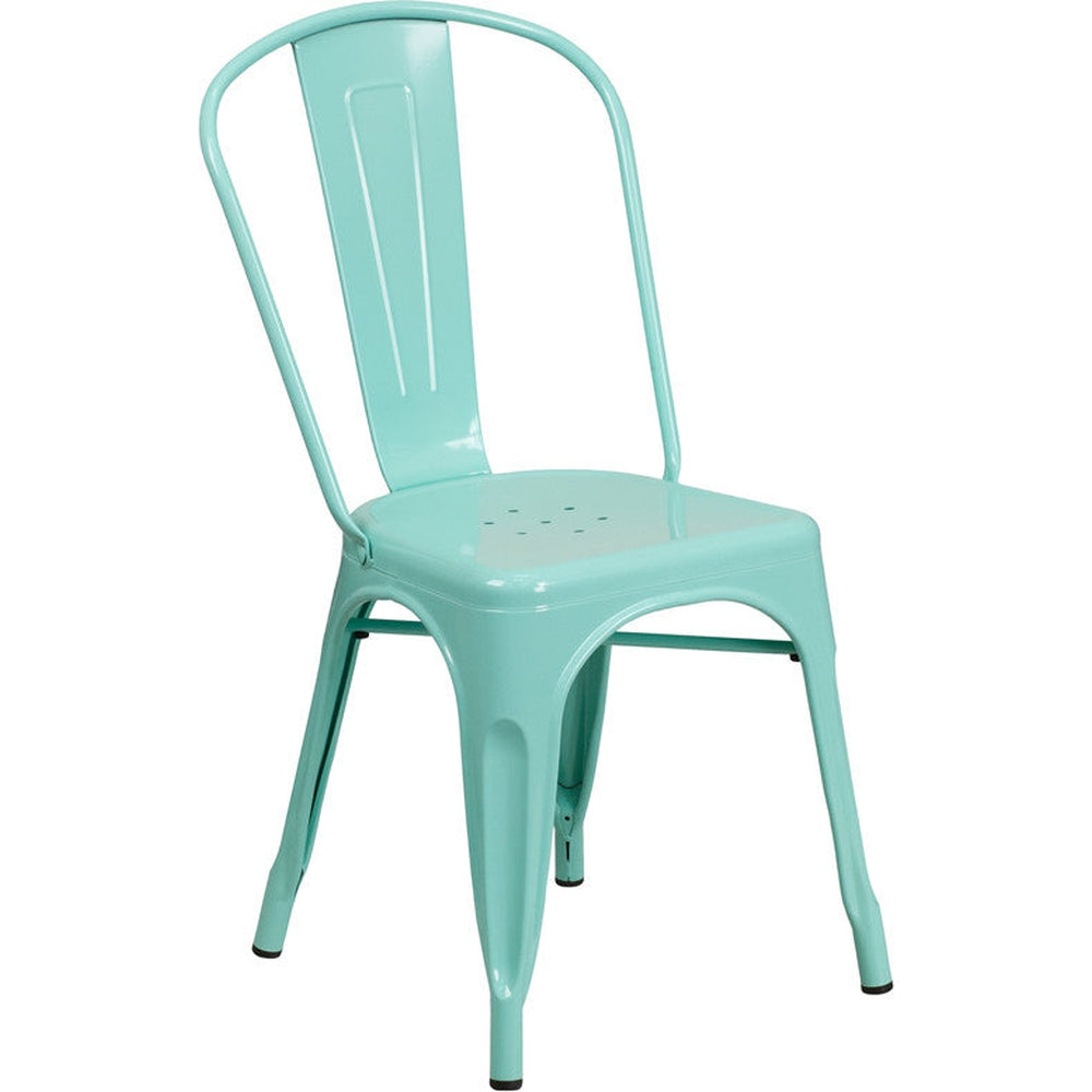 tolix style mint green metal indoor outdoor stackable chair