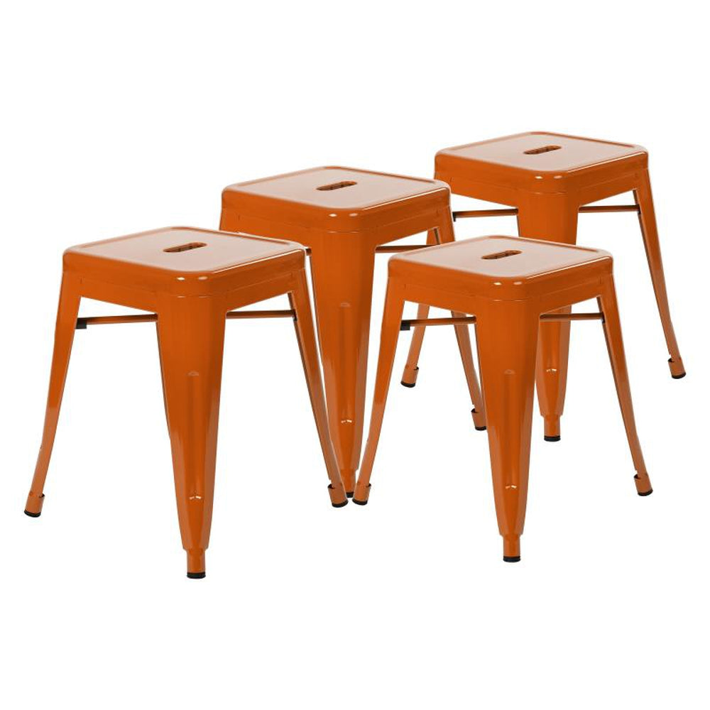 Kai 18" Dining Height Backless Metal Indoor Stackable Stool - Set of 4