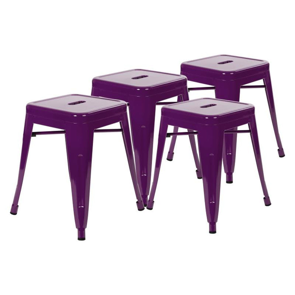 Kai 18" Dining Height Backless Metal Indoor Stackable Stool - Set of 4