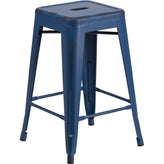 tolix style 24 high backless distressed green metal indoor outdoor counter height stool