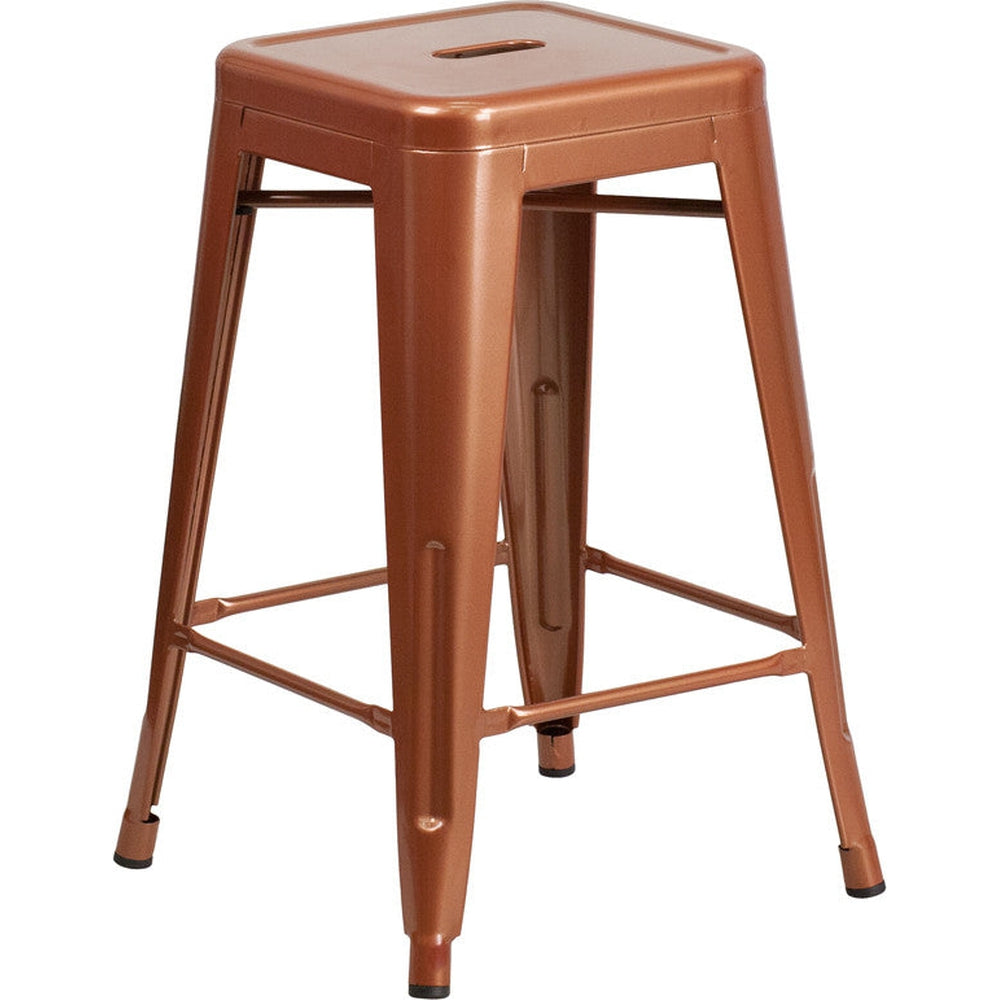 tolix style 24 high backless copper indoor outdoor counter height stool