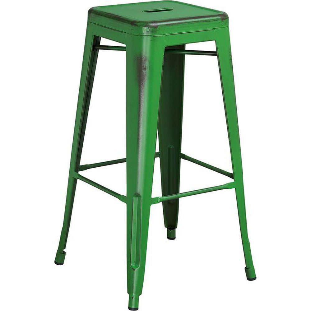 tolix style 30 high backless distressed dream blue metal indoor outdoor barstool