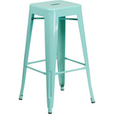 tolix style 30 high backless crystal blue indoor outdoor barstool