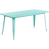 tolix style 31 5 x 63 rectangular mint green metal indoor outdoor table