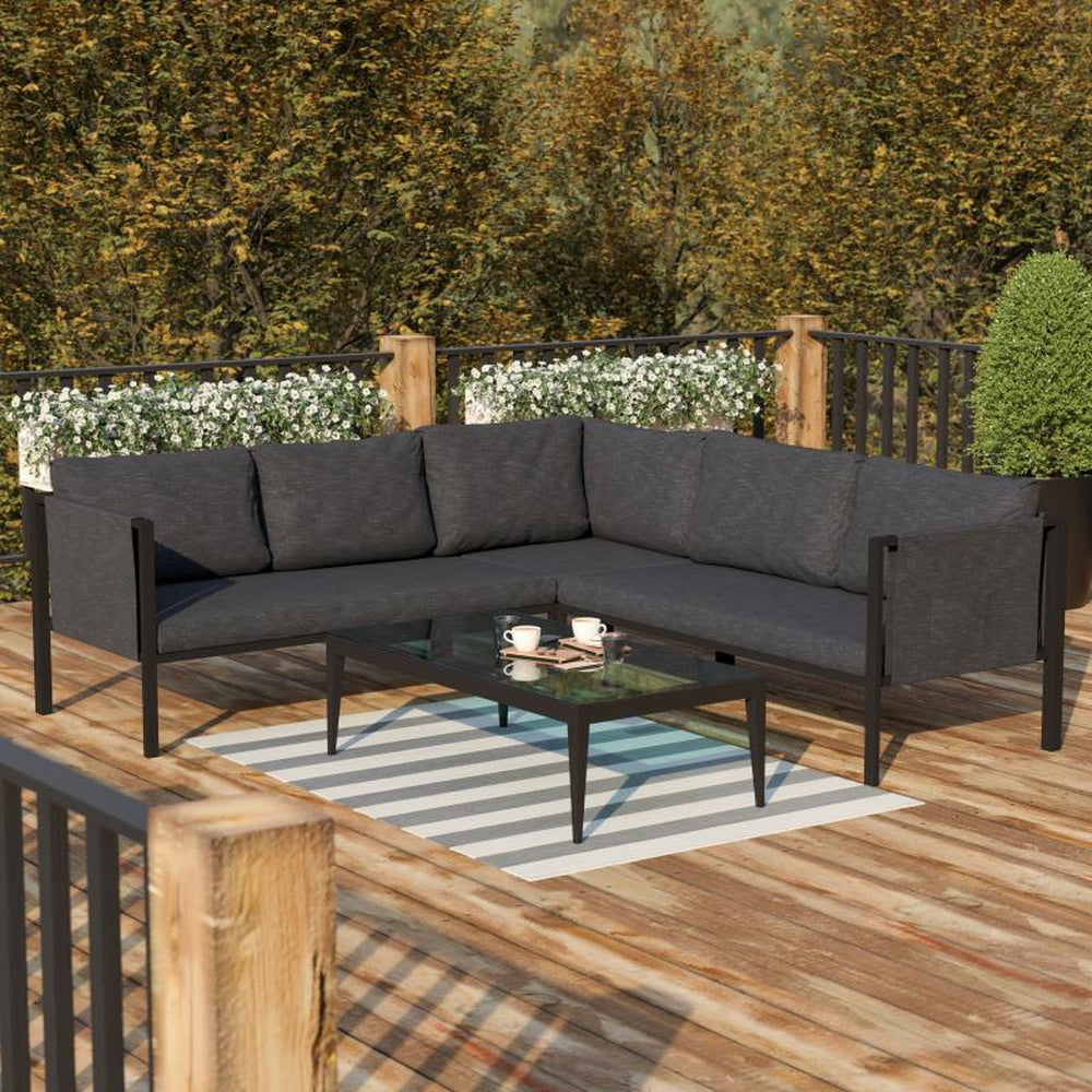 Lea Indoor/Outdoor L Shaped Sectional with Cushions