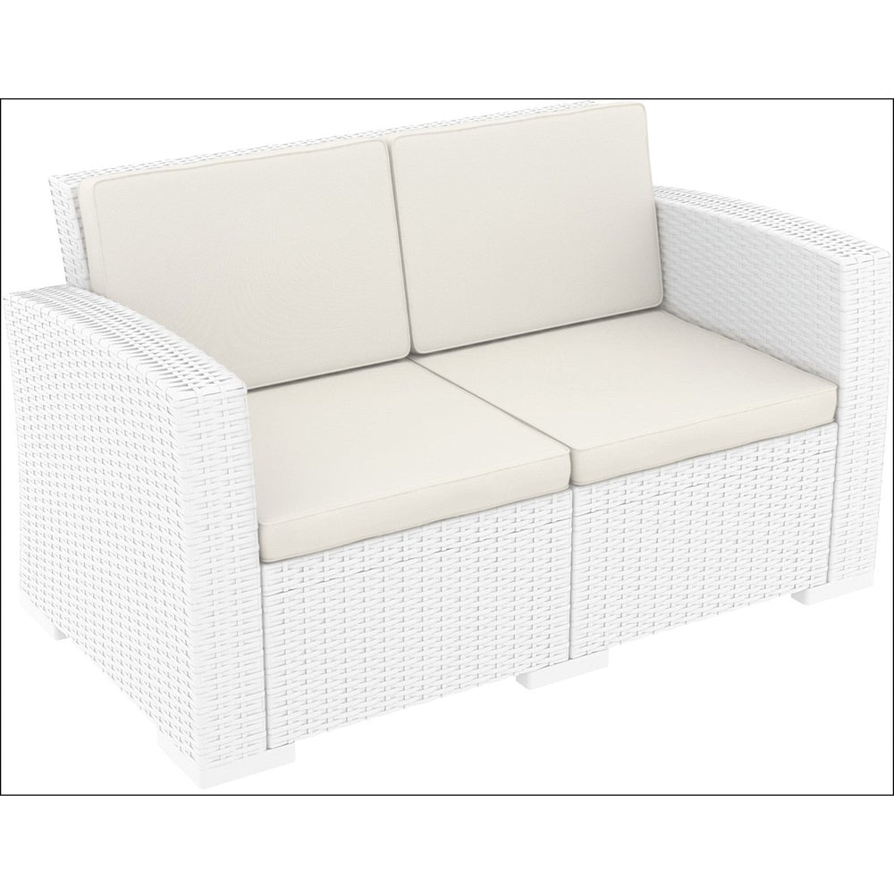 monaco resin patio loveseat white with cushion isp832 wh