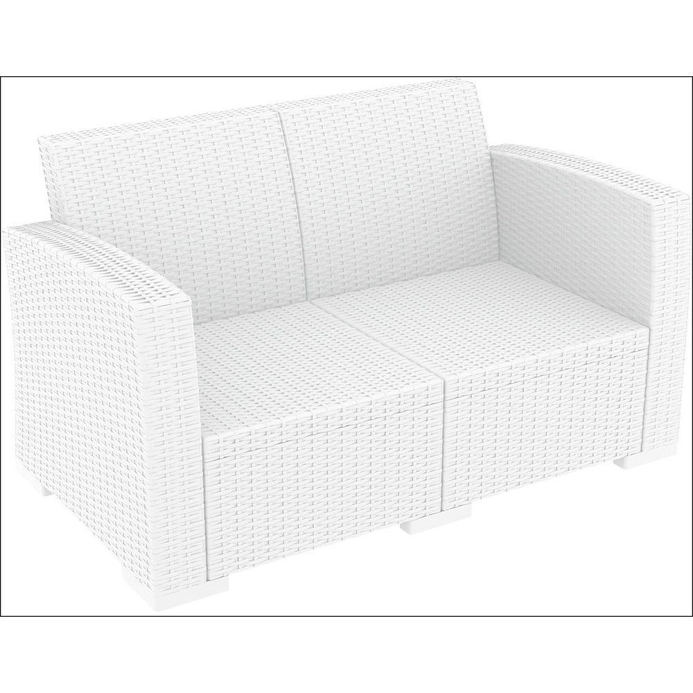 monaco resin patio loveseat white with cushion isp832 wh