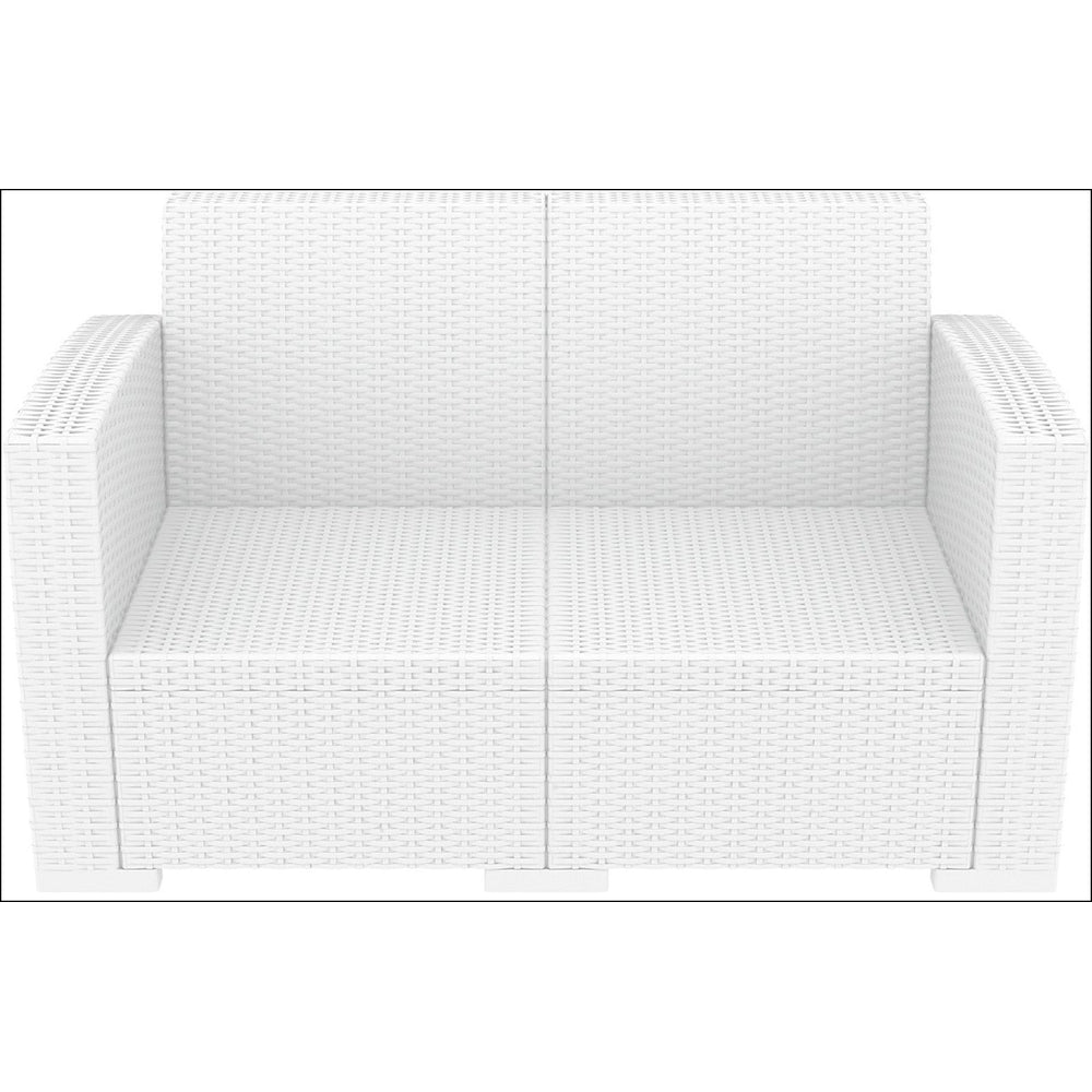 monaco resin patio loveseat white with cushion isp832 wh