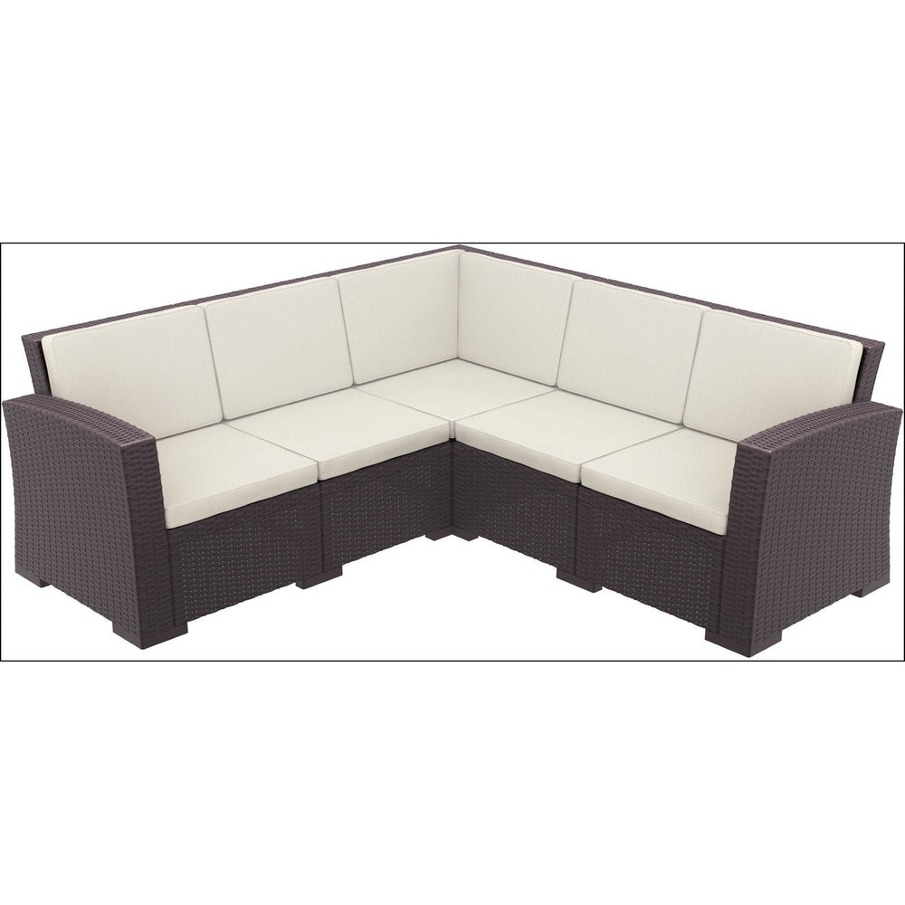 monaco resin patio sectional 5 piece white with cushion isp834 wh