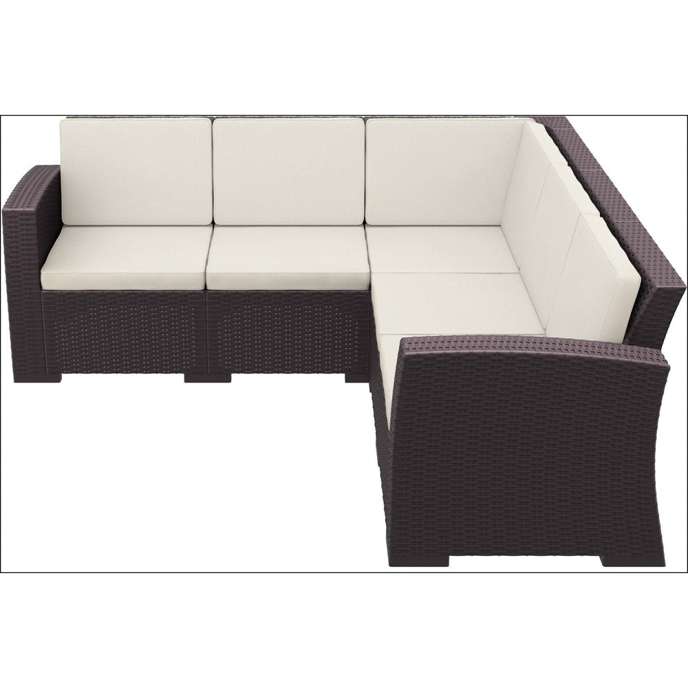 monaco resin patio sectional 5 piece white with cushion isp834 wh