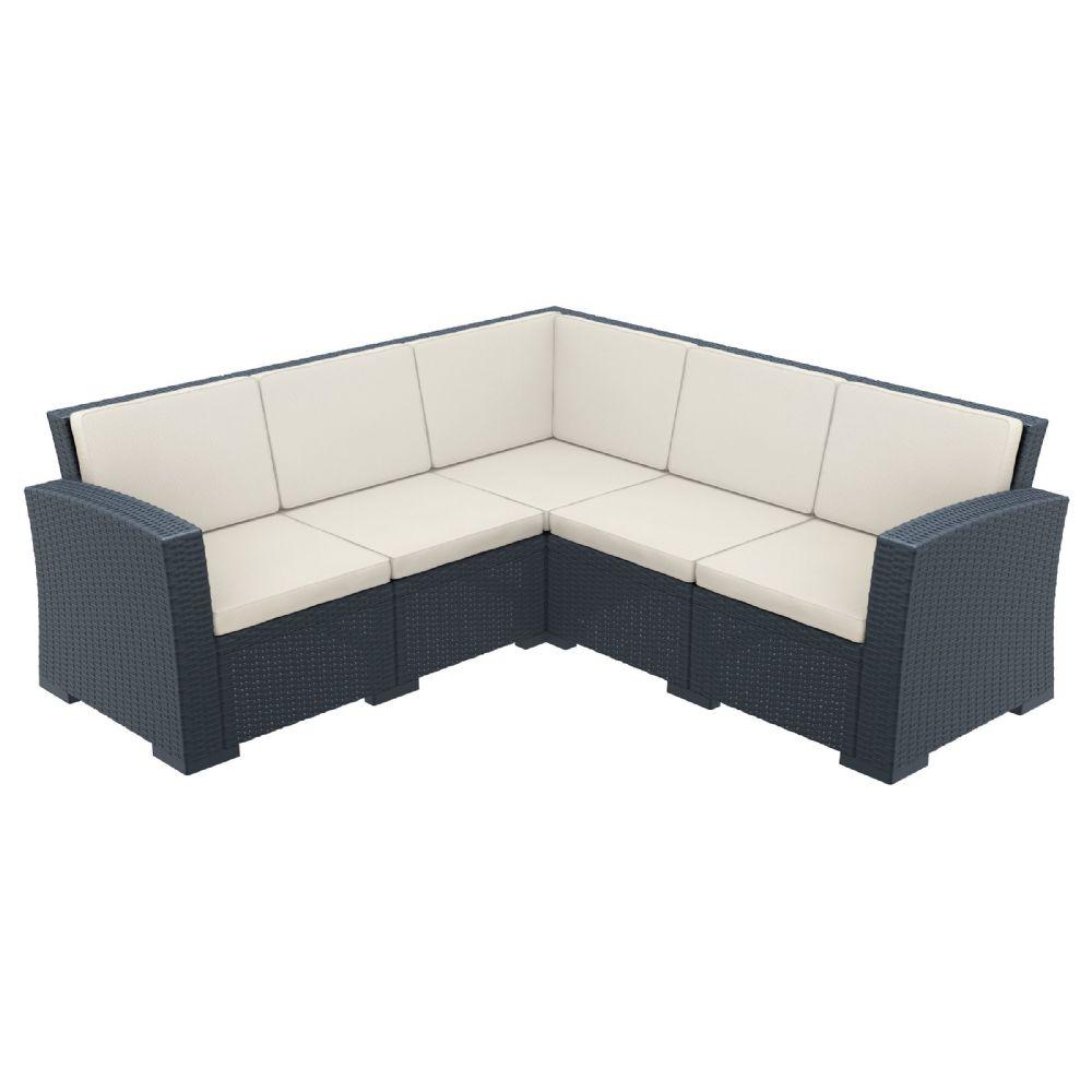 monaco resin patio sectional 5 piece white with cushion isp834 wh