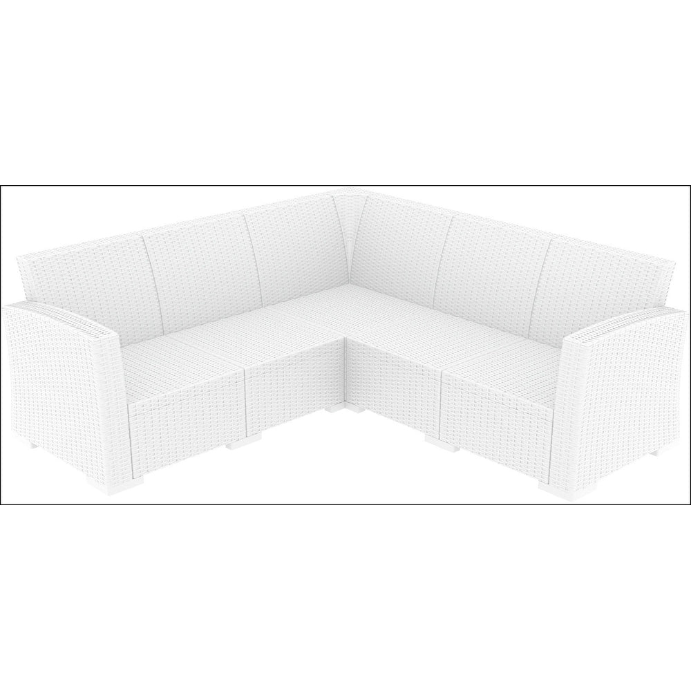 monaco resin patio sectional 5 piece white with cushion isp834 wh